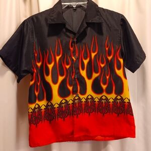EUC Youth Ferugini Flame Button Down Shirt  Size Medium